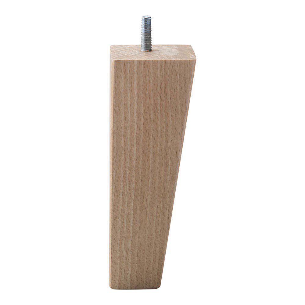 Massieve houten meubelpoot 6 × 6 cm – 17 cm hoog (M8‑draadeind)
