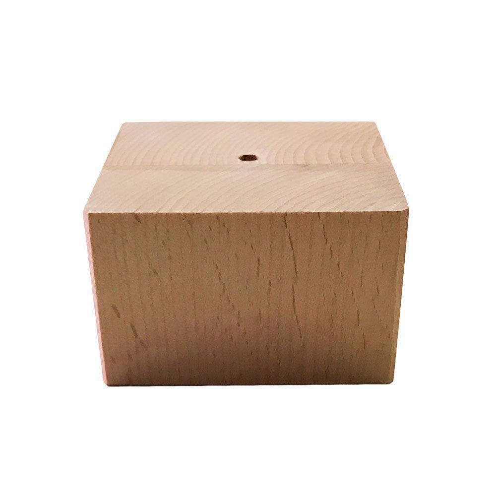 Massieve houten meubelpoot 8×8 cm – 5 cm hoog – natuurlijke houtkleur