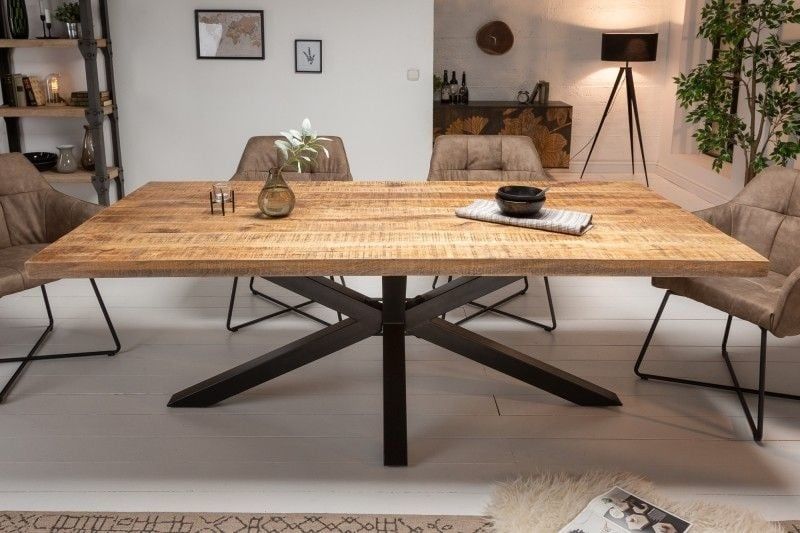 Massieve Industriële Eettafel GALAXIE – 180 cm Mangohouten Sterframe van Invicta Interior