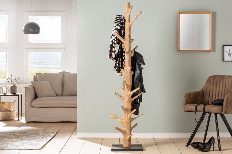 Massieve kapstok TREE NATURE – 170 cm natuurlijk houten kledingrek van Invicta Interior