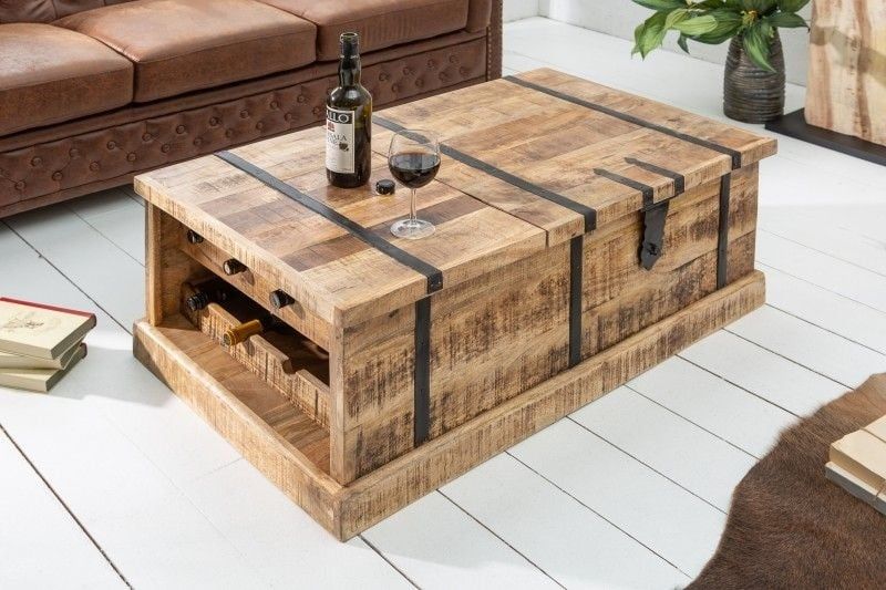 Massieve Mangohouten Salontafel BODEGA – 100 cm – Invicta Interior