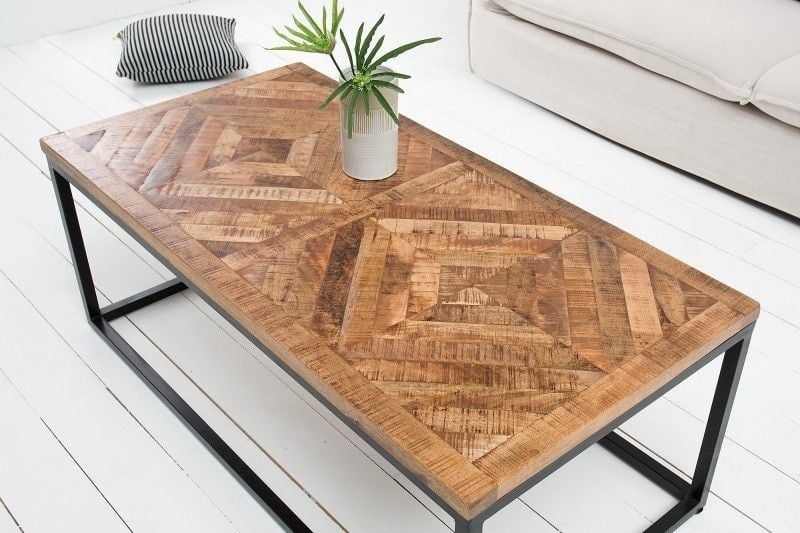 Massieve mangohouten salontafel Infinity Home – Industrieel design, 100 cm