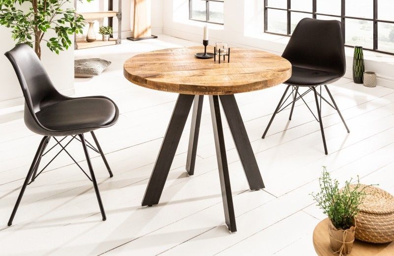Massieve ronde eettafel IRON CRAFT – 80 cm naturel mangohout