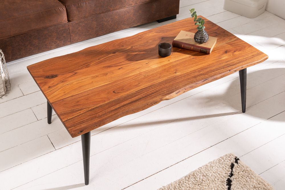 Massieve salontafel ORGANIC LIVING – 110 cm acaciahout met natuurlijke boomrand