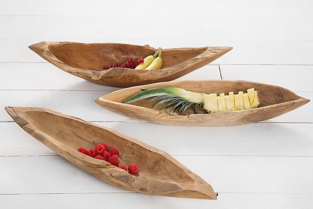 Massieve teak kom NATURE BOAT 60 cm – natuurlijke elegantie van Invicta Interior