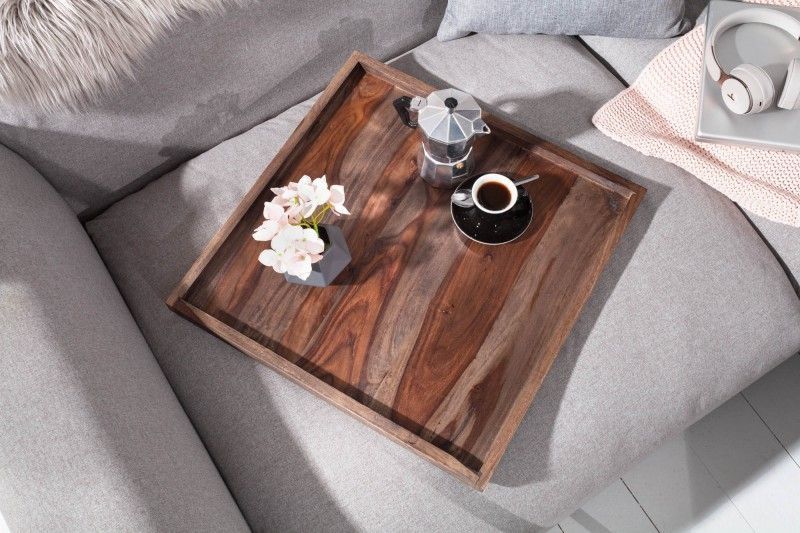 Massives Tablett MAKASSAR 50 cm – Sheesham servierbrett met rookafwerking
