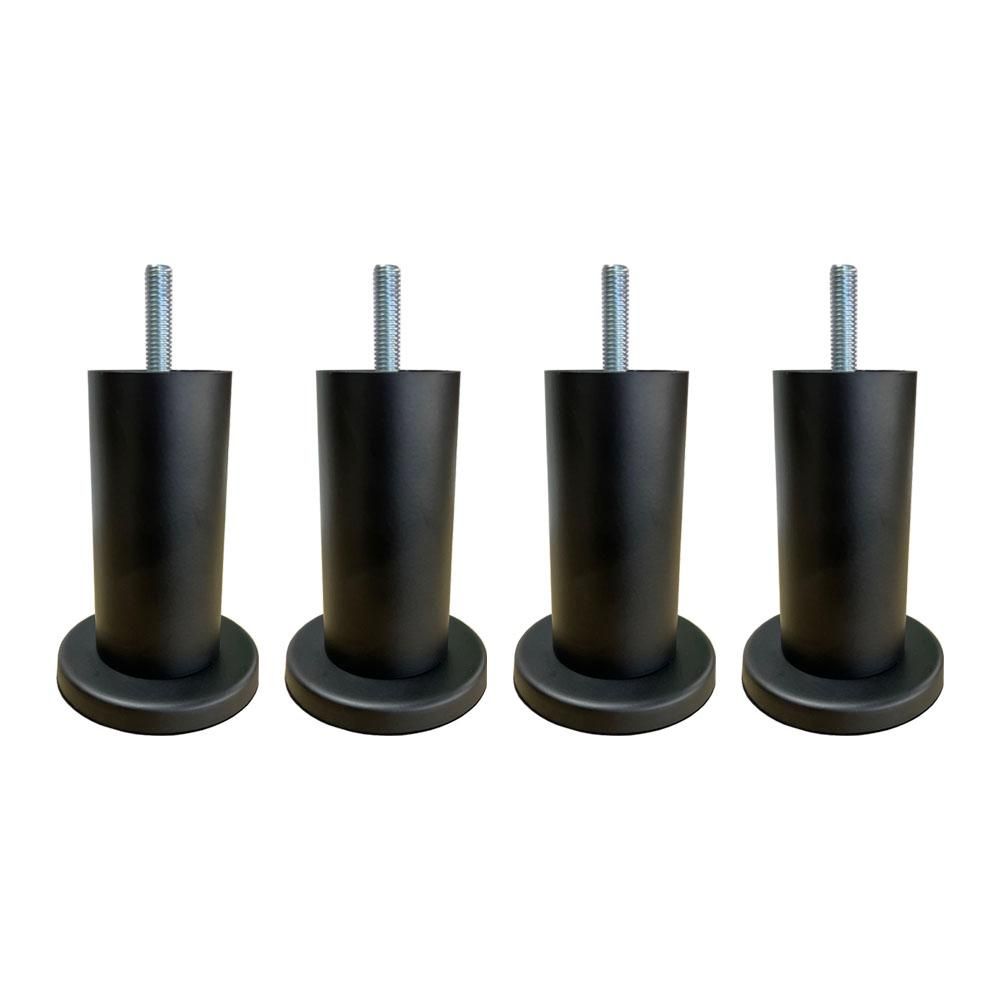 Mat Zwarte Stalen Meubelpoten – ronde 4,2 cm, 10 cm hoog (set van 4)