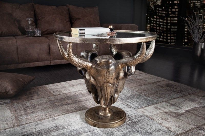 Matador Salontafel – Bronzen Stierenkop en Glazen Blad (56 cm) van Invicta Interior