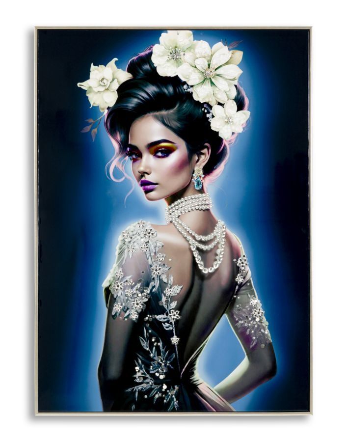 Mauricio Ferretti Schilderij op Doek ‘Isabel met Lijst’ – Elegante Muurdecoratie 72 cm x 102 cm