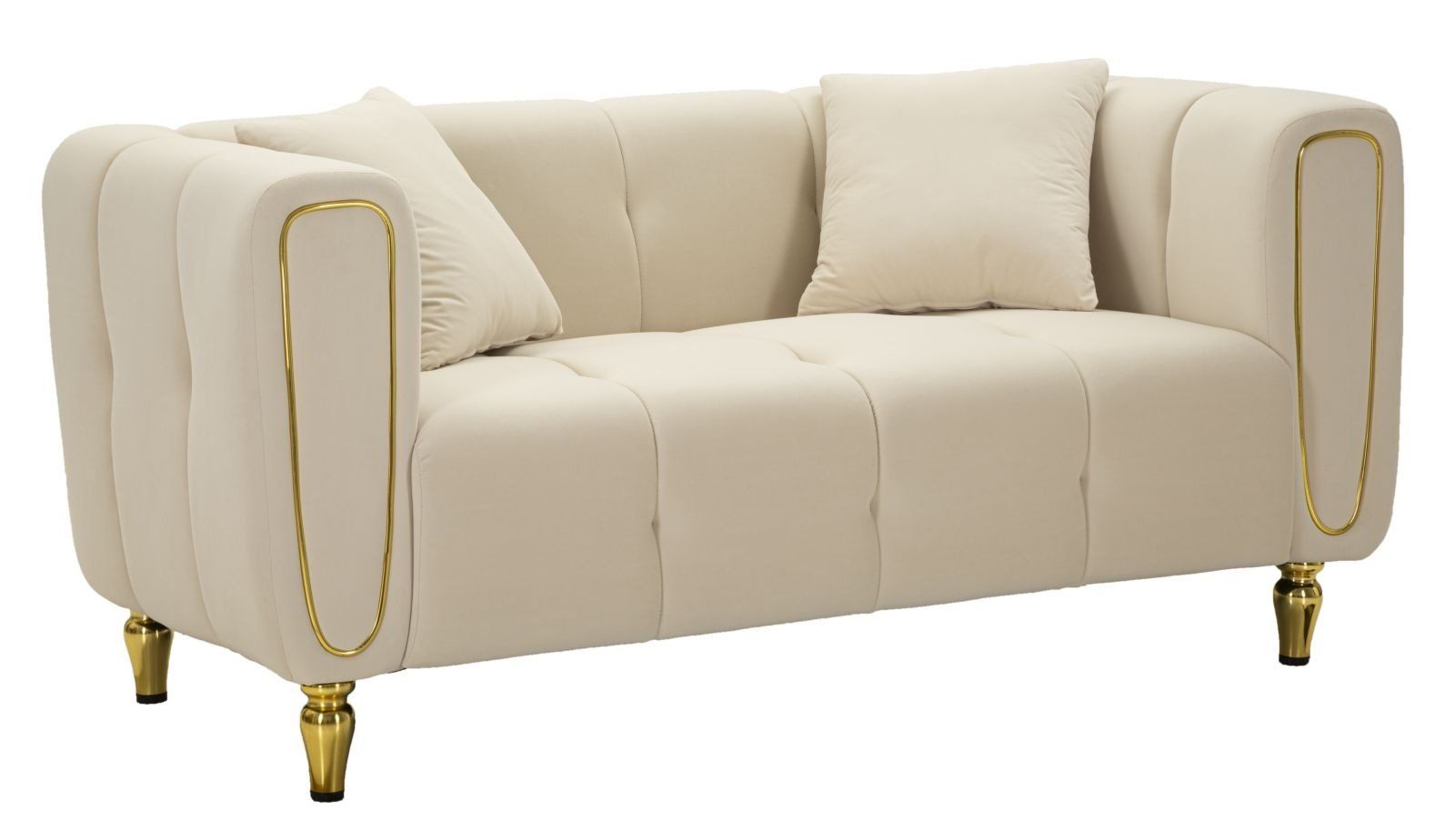 Mauro Ferretti Alma Crème – stijlvolle 3‑zits bank met zachte kussens (155 cm)