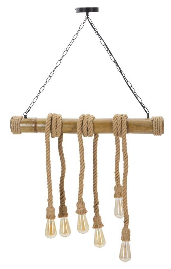 Mauro Ferretti Bamboe‑ & Touwplafondlamp – Hanglamp 80 × 15 × 120 cm