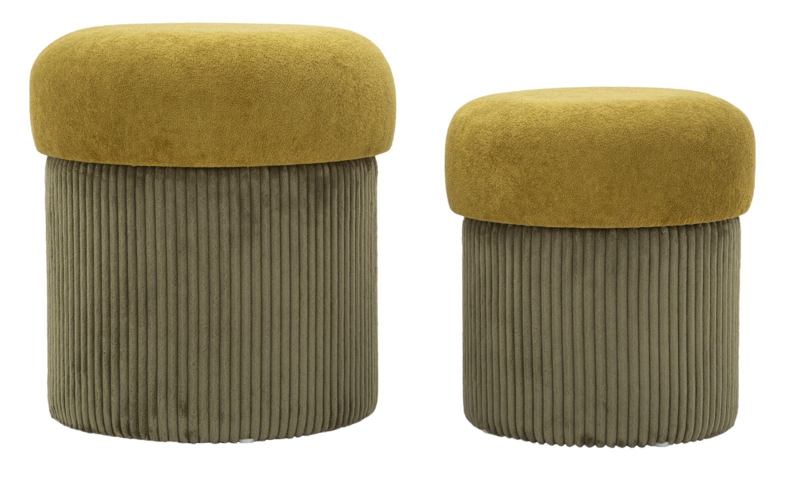 Mauro Ferretti Bladerdeeg – Set van 2 Groene Espenhouten Opbergstools, Ø 42 cm