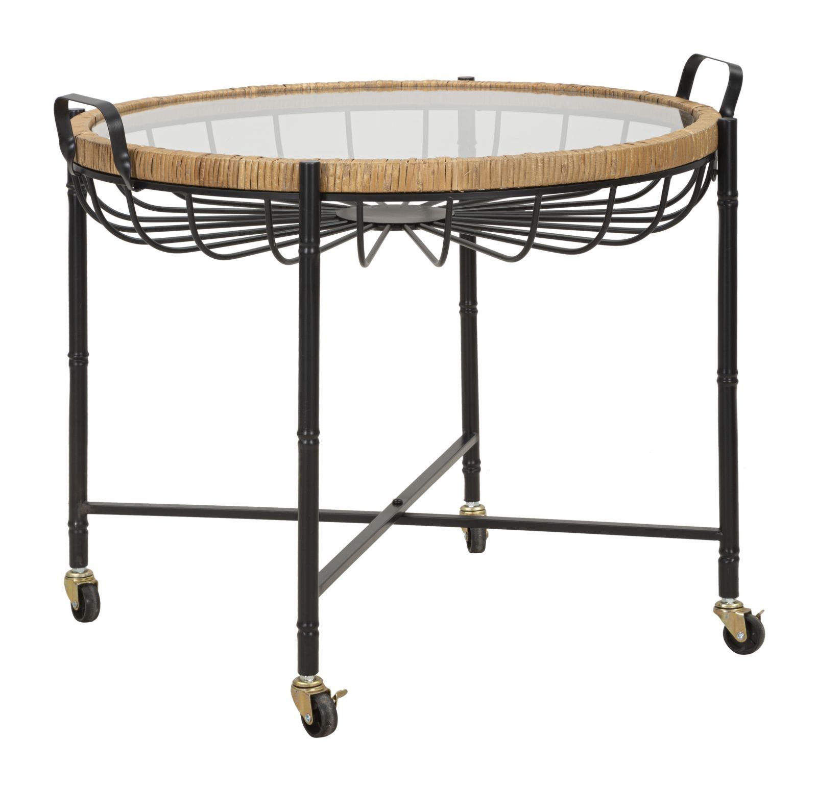 Mauro Ferretti CEBU salontafel met glas en potten – Compact 70 × 65 × 57 cm