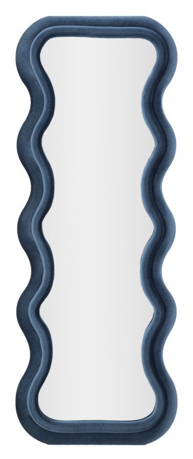 Mauro Ferretti Emily Wandspiegel in Blauw Fluweel – Elegante Reflectie voor Moderne Interieurs