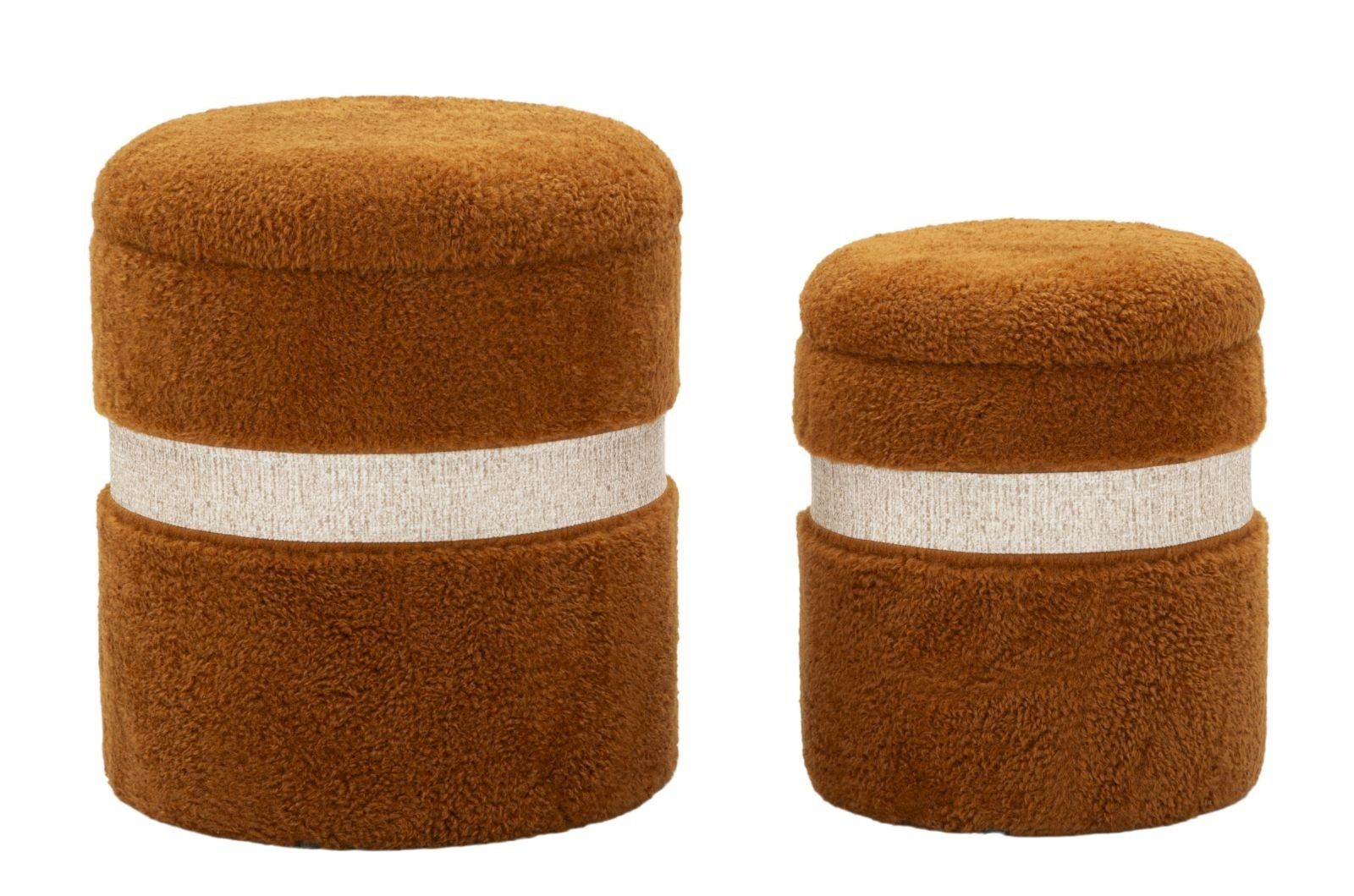 Mauro Ferretti Saint‑Moritz Bruine Bladerdeeg Hocker met Opbergruimte – Set van 2
