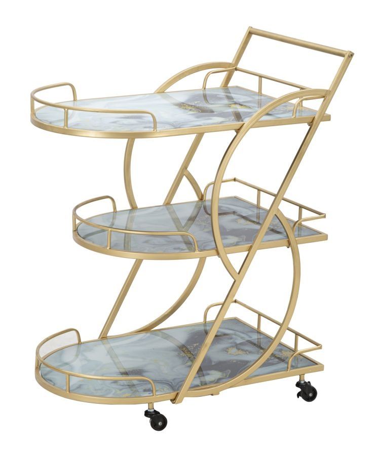 Mauro Ferretti Trolley Marmer & Glas Mix – Stijlvolle Serveertrolley 71 × 45,5 × 84,5 cm