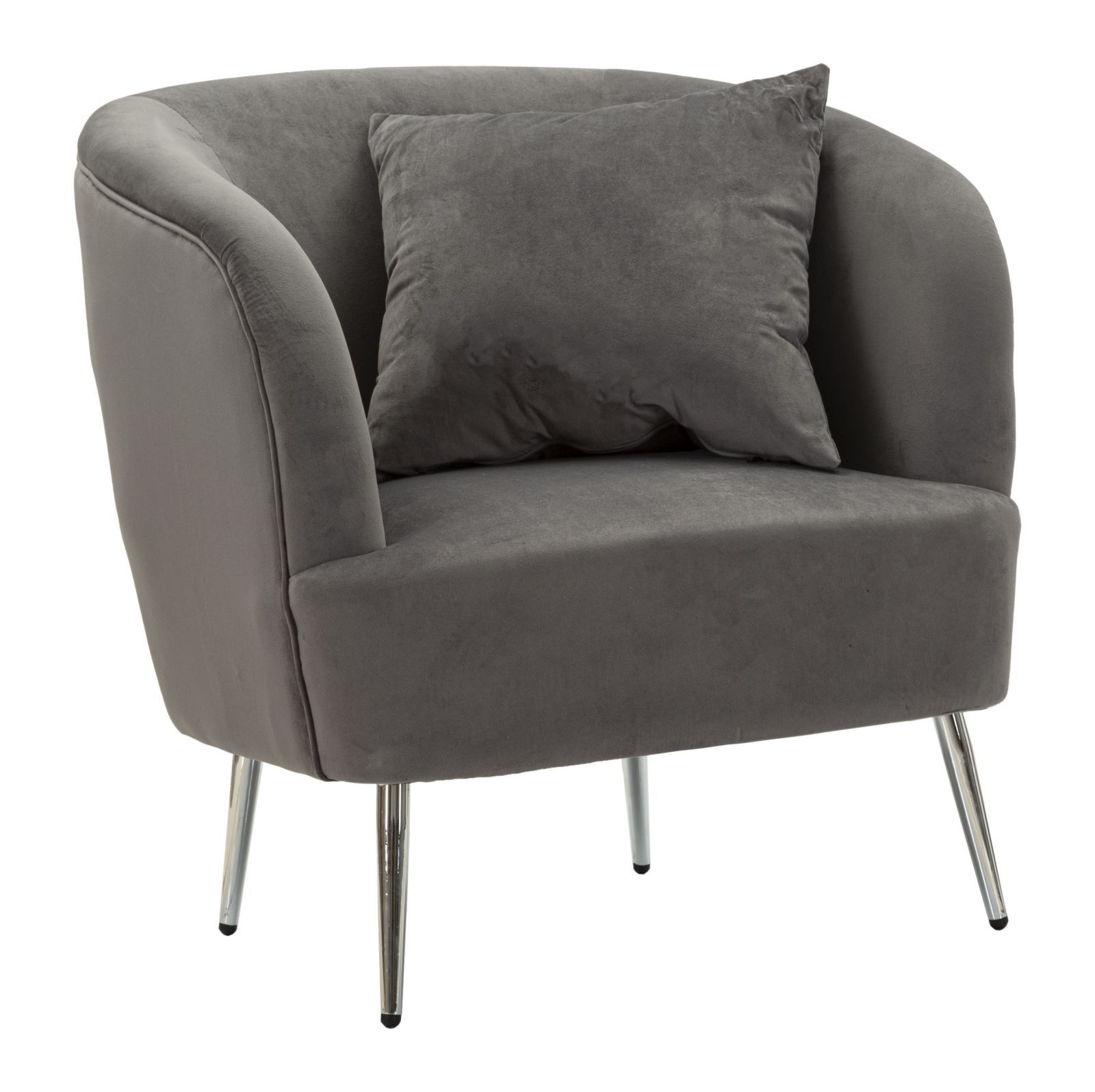 Mauro Ferretti Zilverkleurige Fauteuil met Kussen – Comfort & Stijl 73×66×78 cm