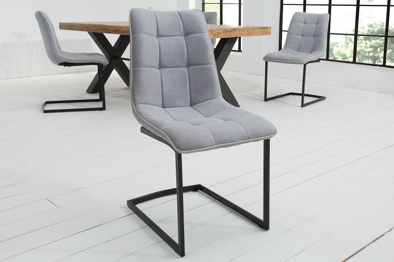 MIAMI Design Sledestoel – Lichtgrijs Lichaam met Mat Zwart Metalen Frame | Invicta Interior