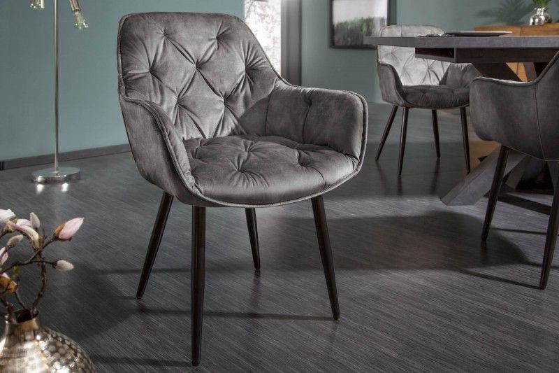 Milano Designstoel in Groene Fluwelen Chesterfield Stijl – Invicta Interior