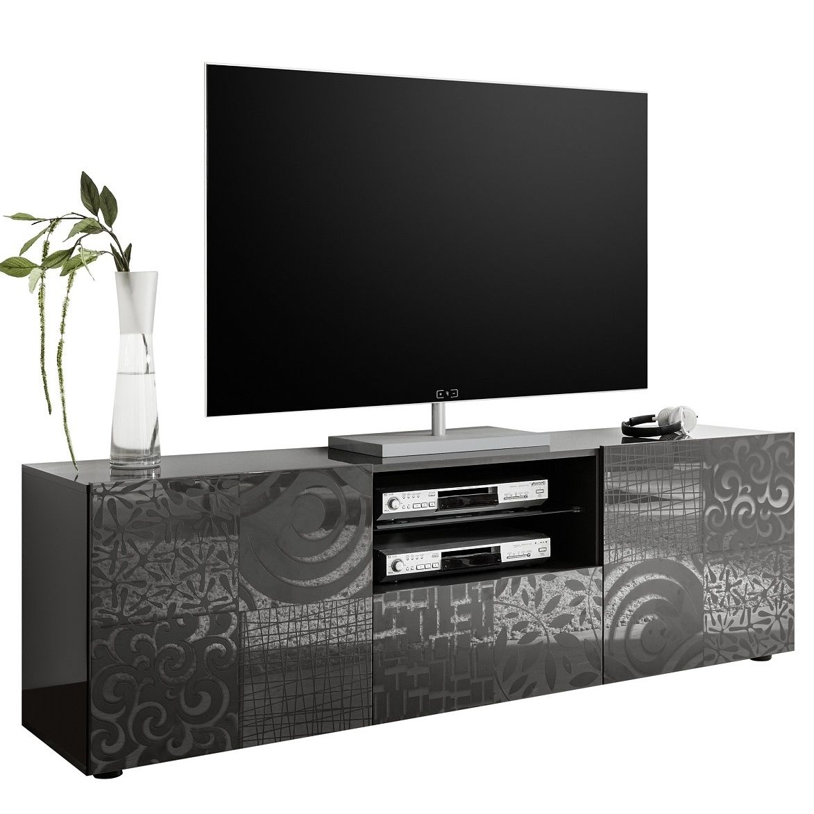 Miro tv‑meubel 181 cm – strak hoogglans grijs voor elke woonkamer
