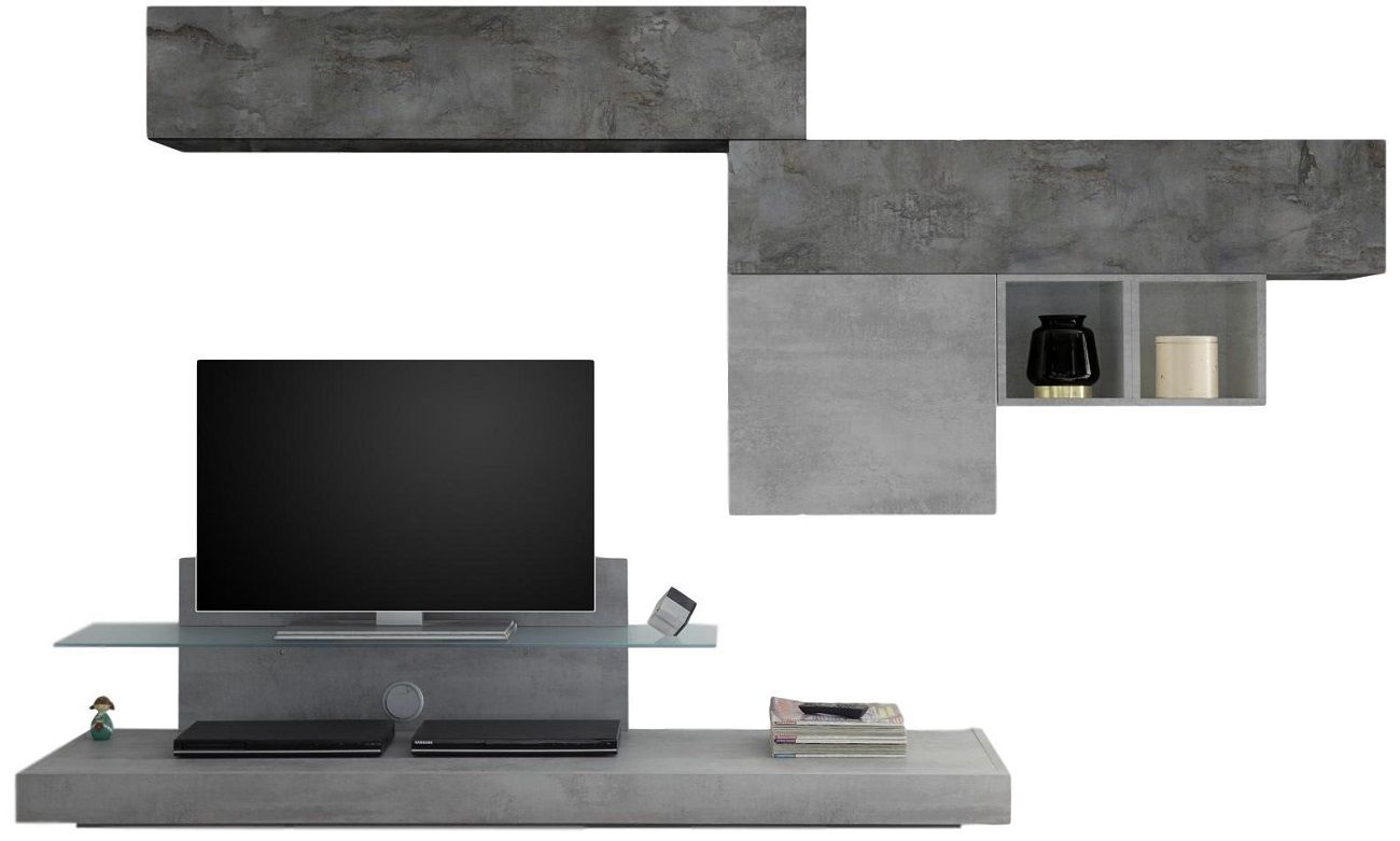 Mistro TV‑wandmeubel set in grijs beton – modern design met soft‑close