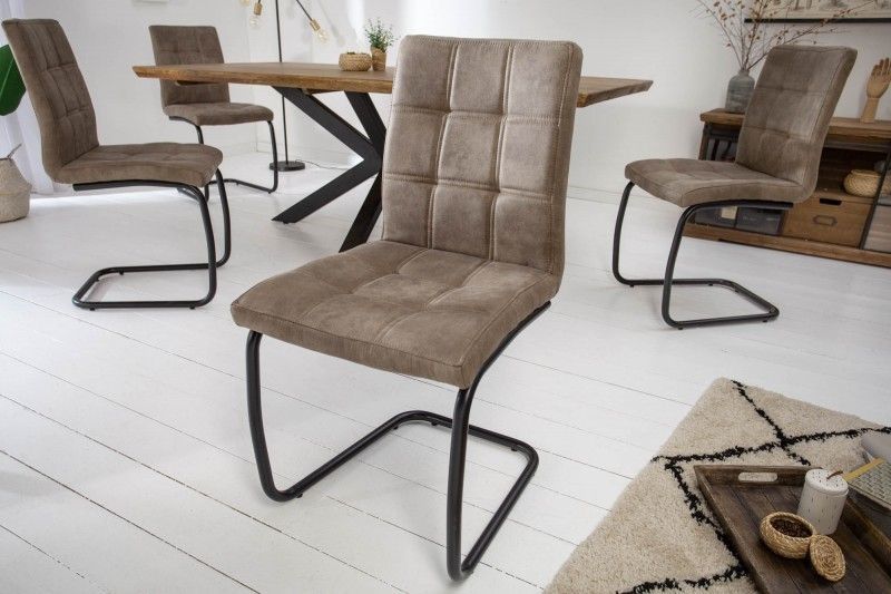 MODENA Vintage Taupe Industriële Sledestoel – Comfort & Stijl van Invicta Interior