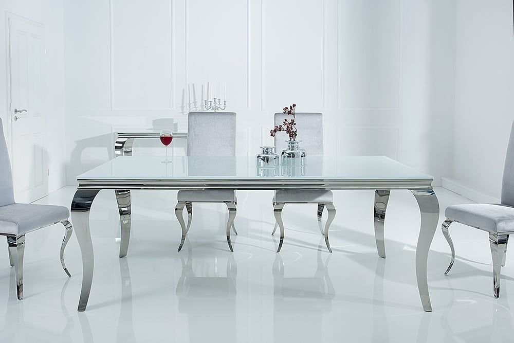Modern Barok eettafel 180 cm – stijlvol wit‑zilver van Invicta Interior