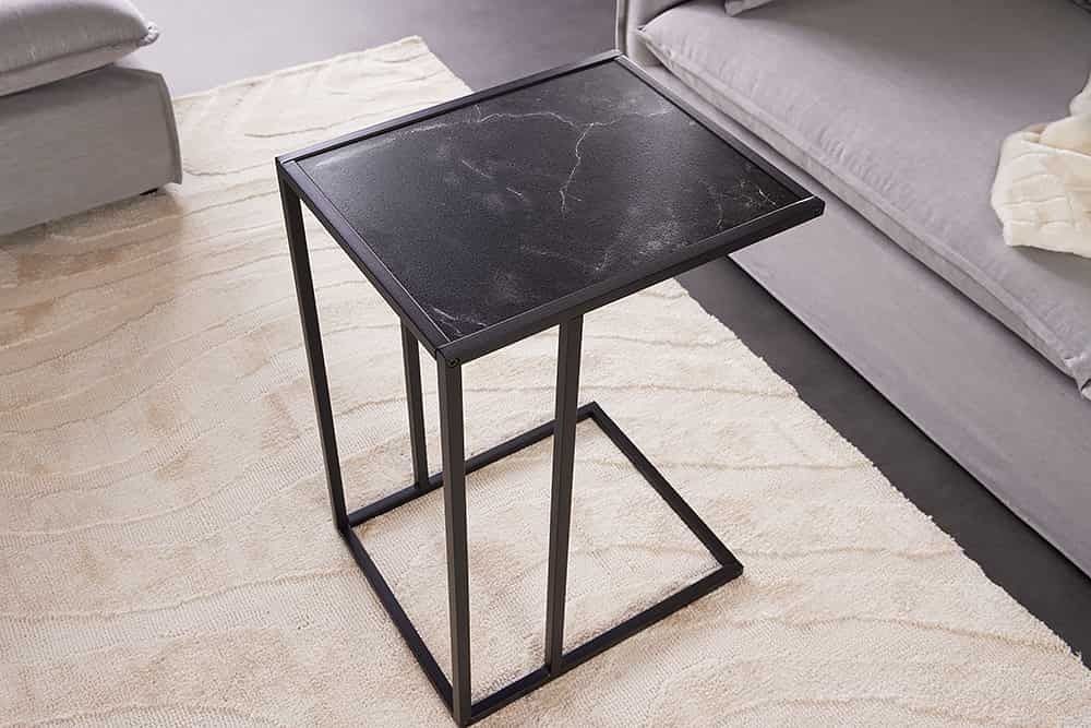 Modern design bijzettafel SLIM LINE – Antraciet & marmer