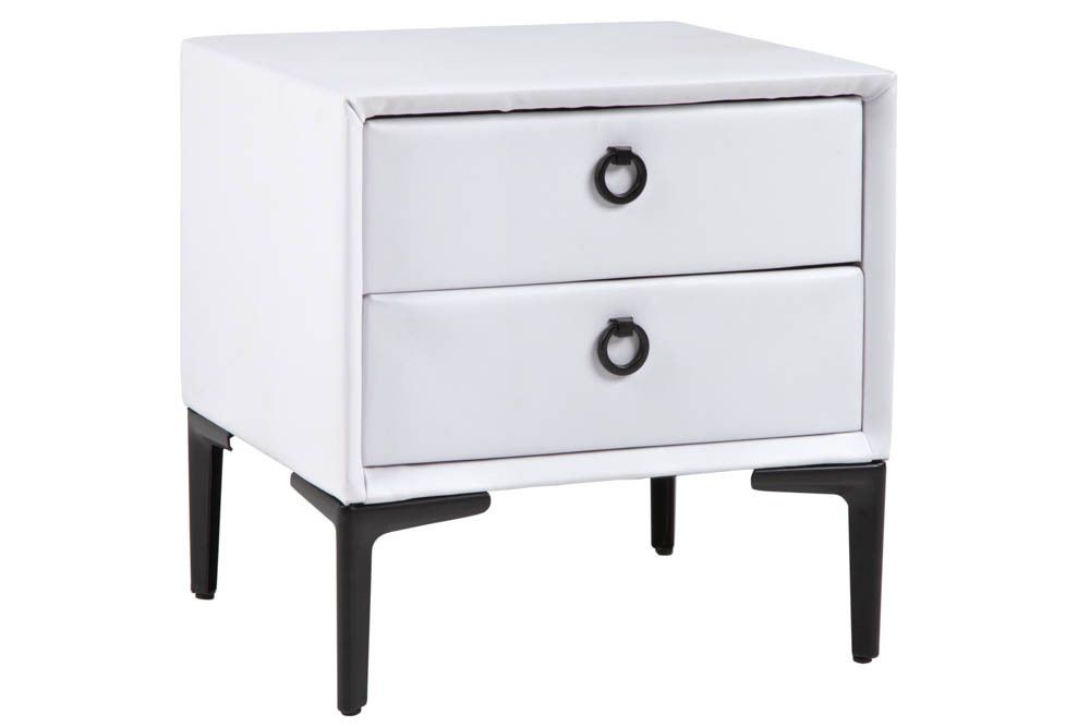 Modern nachtkastje COSMOPOLITE – Wit mat, 2 lades, 45 cm