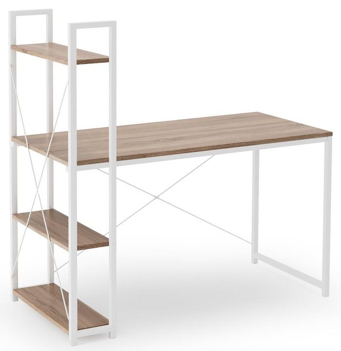 Modern wit‑eiken computerbureau Narvik – 120 cm breed, stijlvol en functioneel