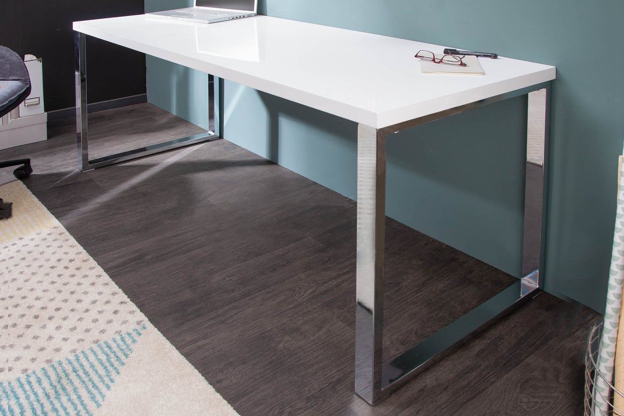 Modern wit glanzend bureau 160 cm – stijlvol en functioneel