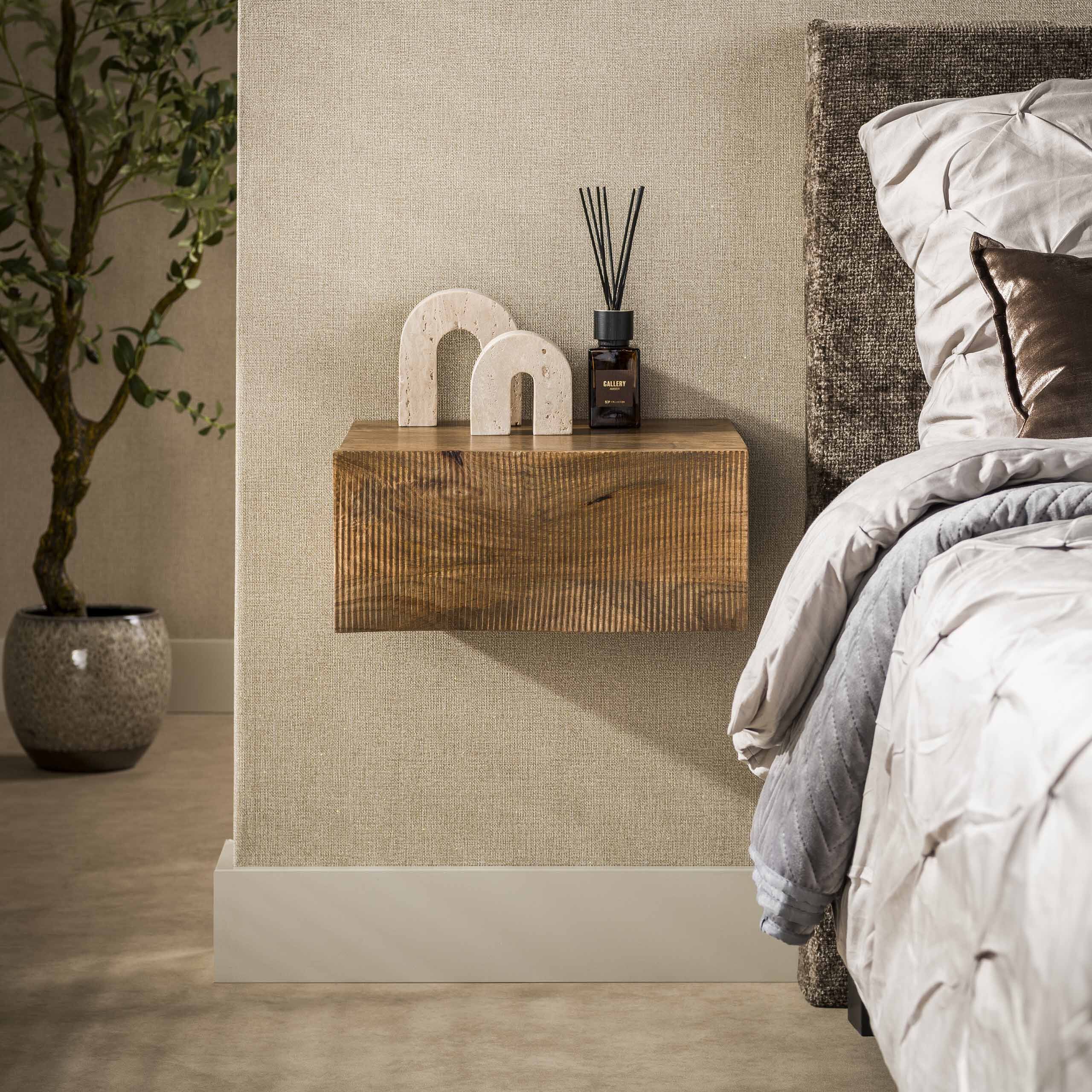 Modern zwevend nachtkastje Dulse van LifestyleFurn – Stijlvol opbergruimte in mangohout