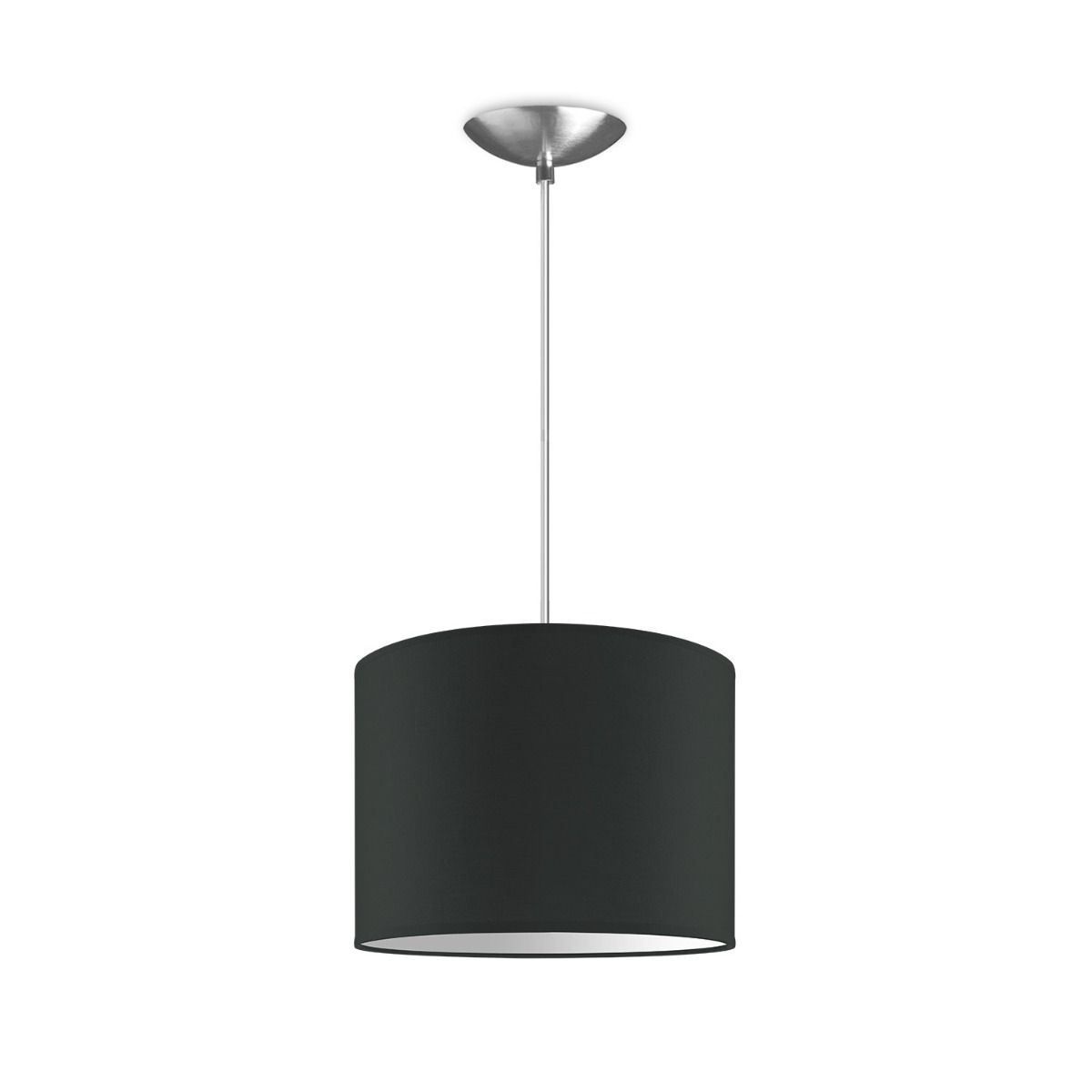 Moderne Antraciet Hanglamp Bling‑Basic – Stoffen Kap, Verstelbare Pendel, E27 LED