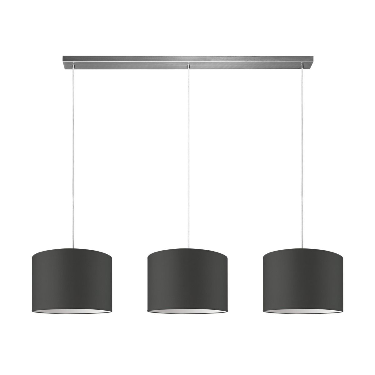 Moderne Antraciet Hanglamp Bling‑Beam met Drie Stoffen Kappen – Stijlvolle Verlichting voor Woonkamer, Slaapkamer en Keuken