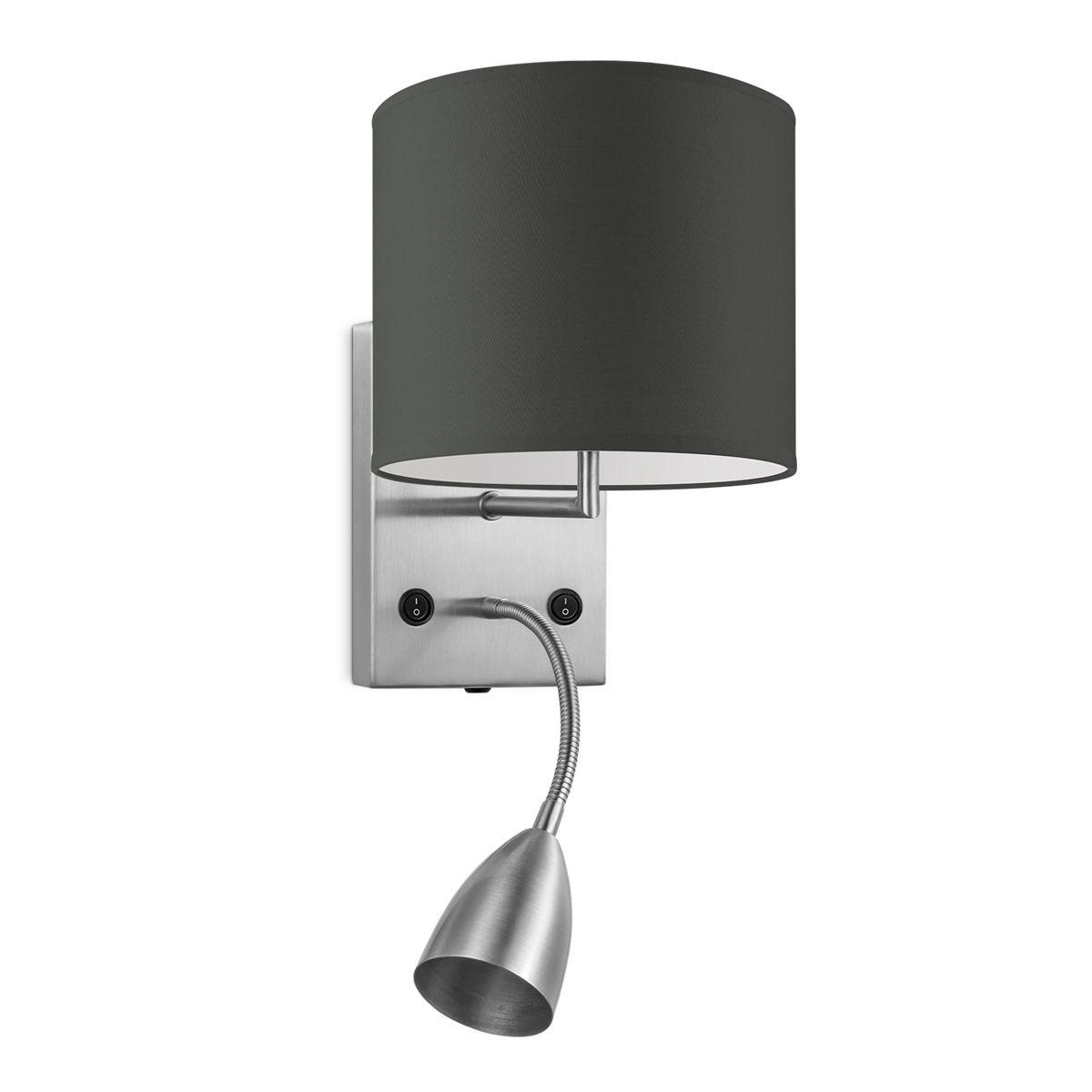 Moderne Antraciet Wandlamp Bling‑Read met Flexibele LED Leeslamp – Stijlvolle Verlichting voor Woonkamer, Slaapkamer & Corridor