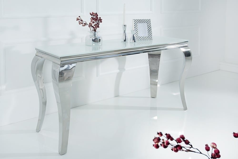 Moderne Barok Sidetabel 145 cm – Wit‑Zilver van Invicta Interior