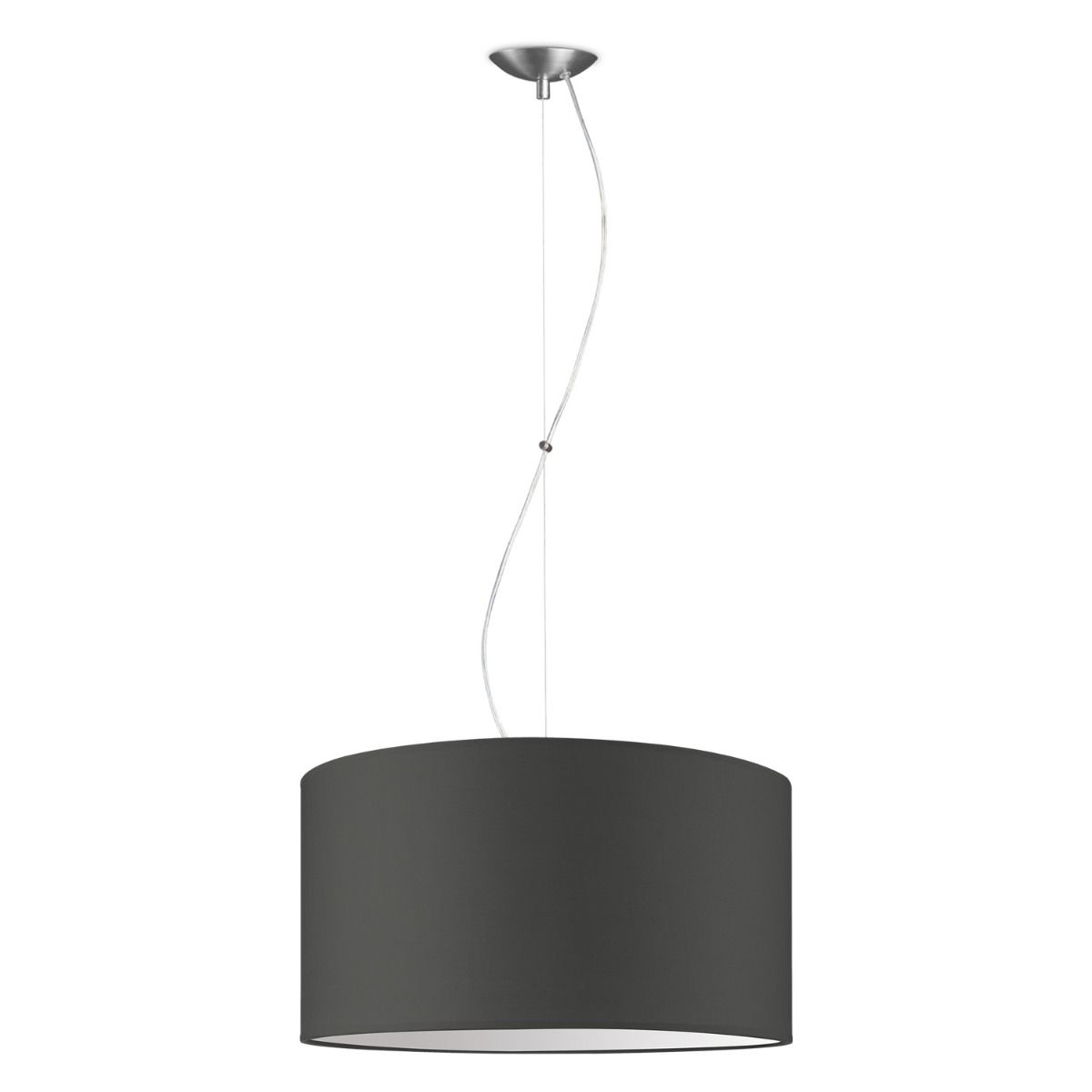 Moderne Bling‑Deluxe Hanglamp – Antraciet Stoffen Kap, Verstelbare Pendellengte 100 cm