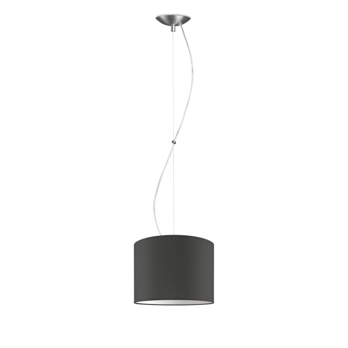 Moderne Bling‑Deluxe Hanglamp – Antraciet Stoffen Pendel, 100 cm