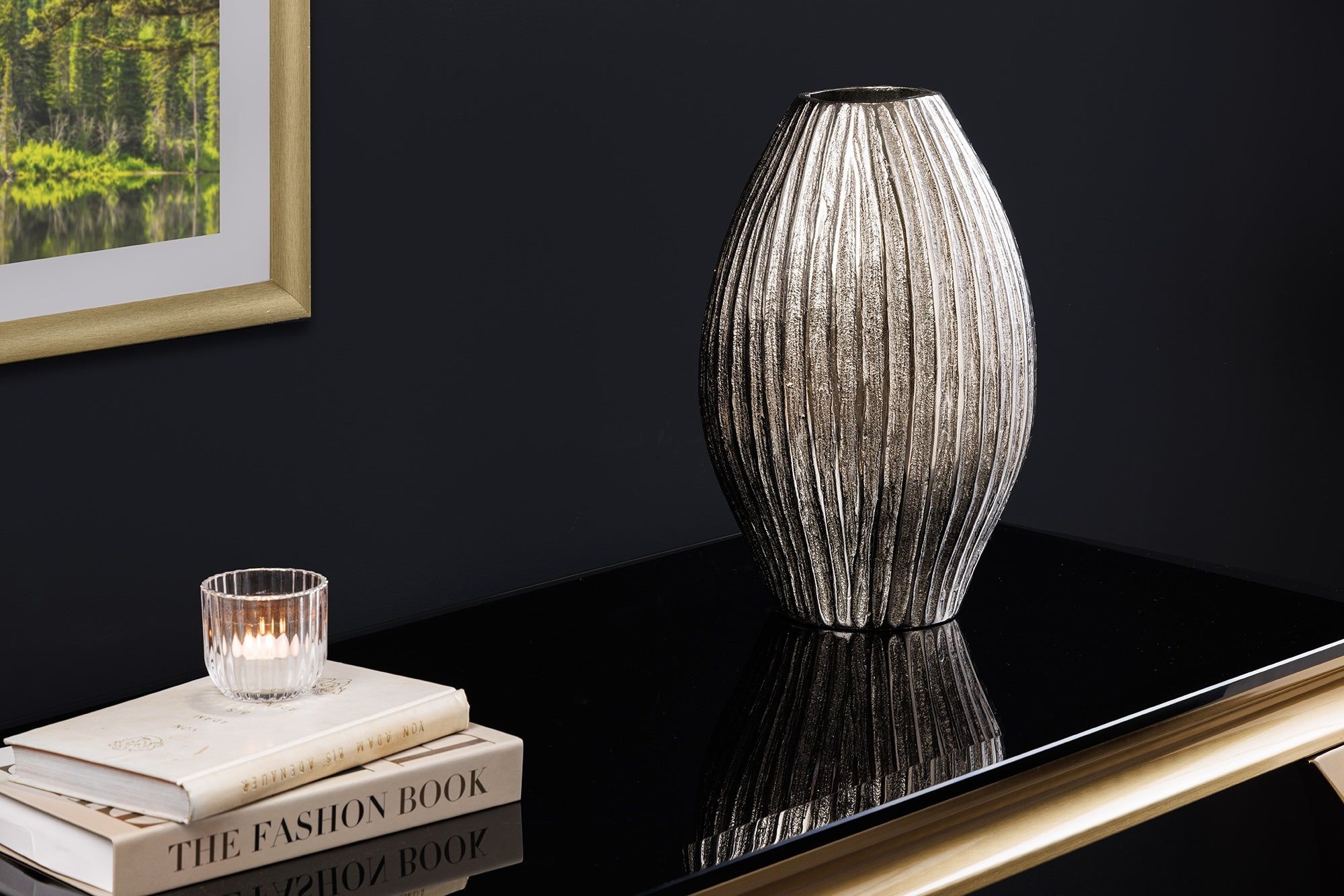 Moderne Elegance Vaasje – 35 cm Zilveren Metaal, Gehamerd Design