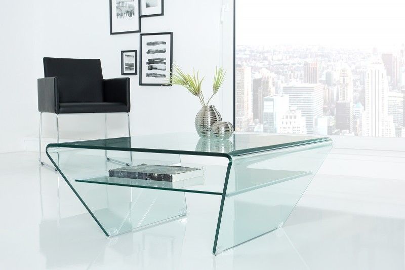 Moderne glazen salontafel FANTOME – Trapeziumvormig, 70 cm – Invicta Interior