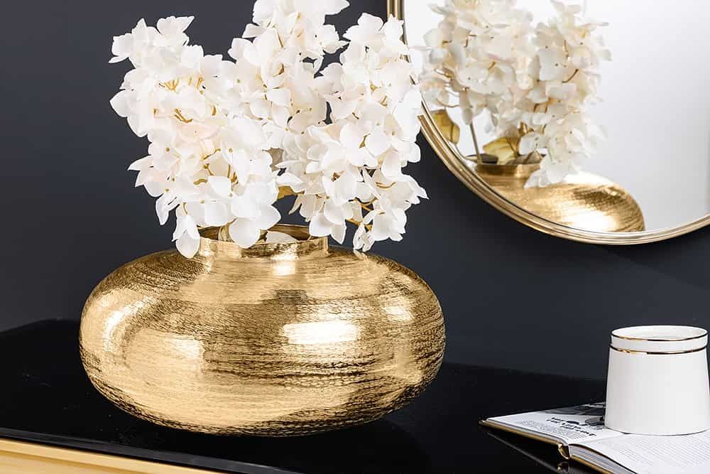 Moderne Gouden Vaas ABSTRACT ORIENT – 35 cm Elegant Met Gehamerd Metaal