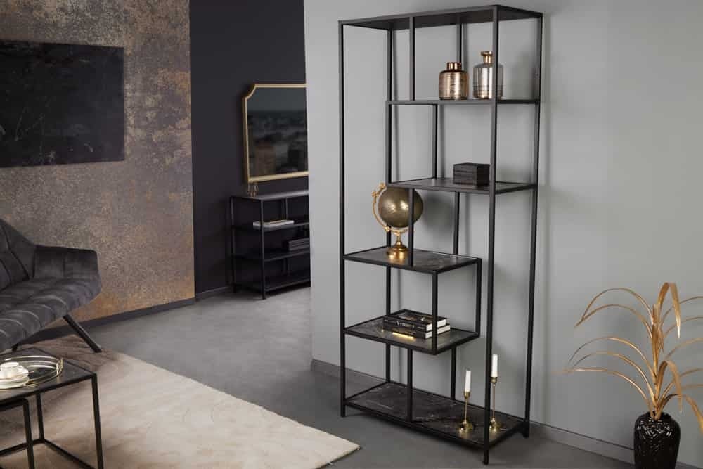 Moderne Grafiet Boekenkast SLIM LINE – Strakke Staande Plank van Invicta Interior
