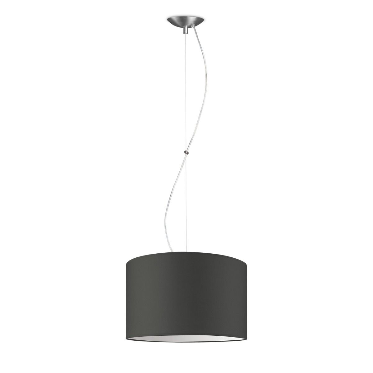 Moderne Hanglamp Bling‑Deluxe – Antraciet Stoffen Kap, 100 cm Hanglengte
