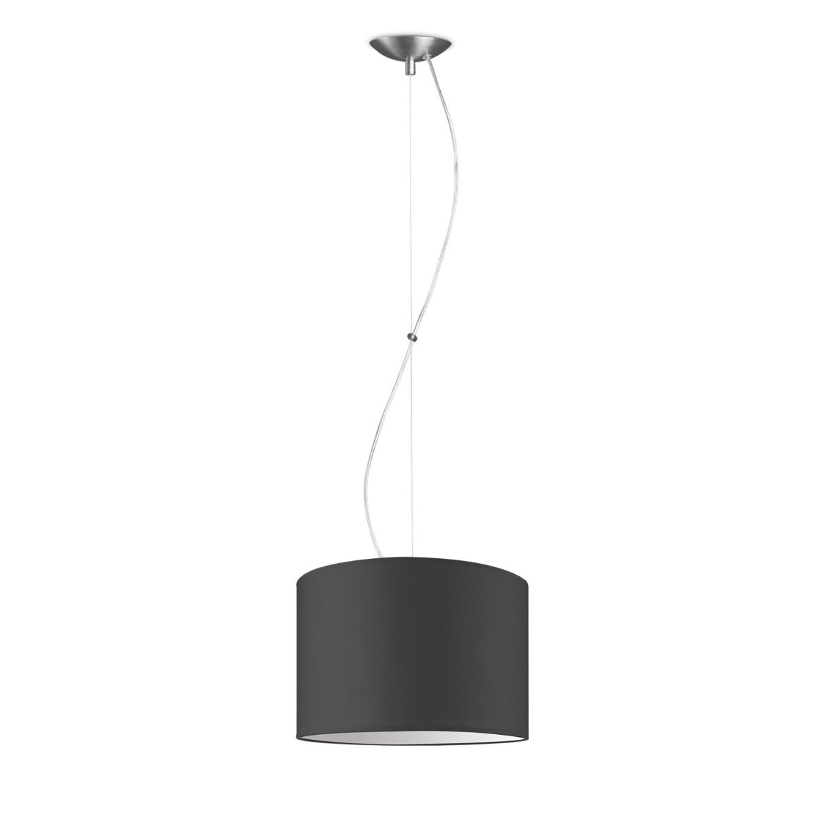 Moderne Hanglamp Bling‑Deluxe – Antraciet Stoffen Kap, Verstelbare Pendel 100 cm