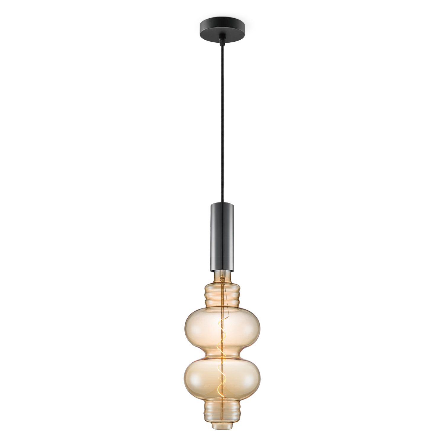 Moderne Hanglamp Saga – Zwarte Diabolo met Amber LED