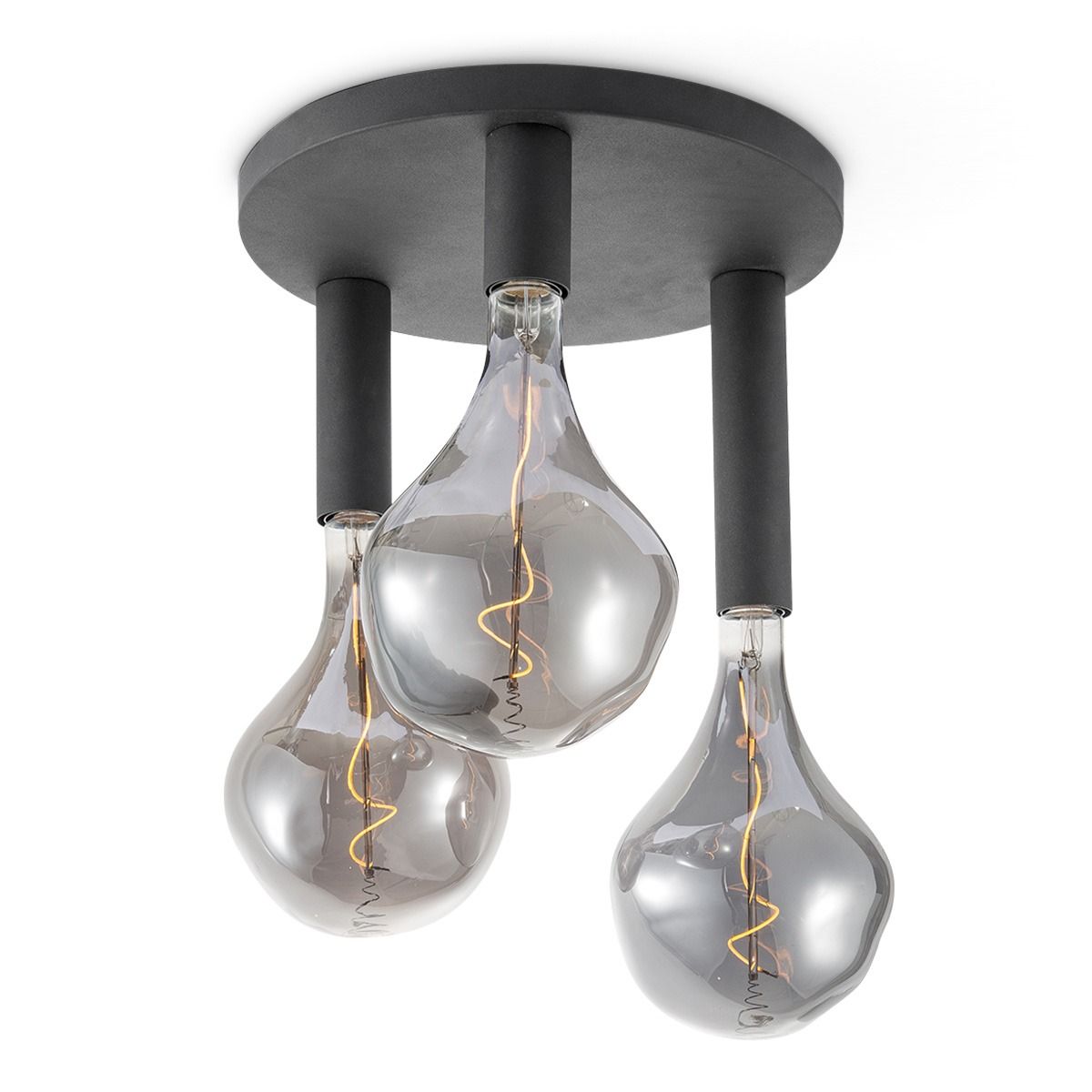 Moderne LED Plafondlamp Rond Ø35 cm – Zwart Metalen Design met 3 Instelbare Hoogtes