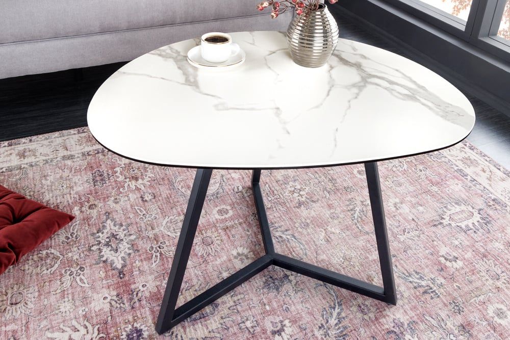 Moderne MARVELOUS Salontafel 70 cm – Strakke Wit‑Marmerlook uit Italië