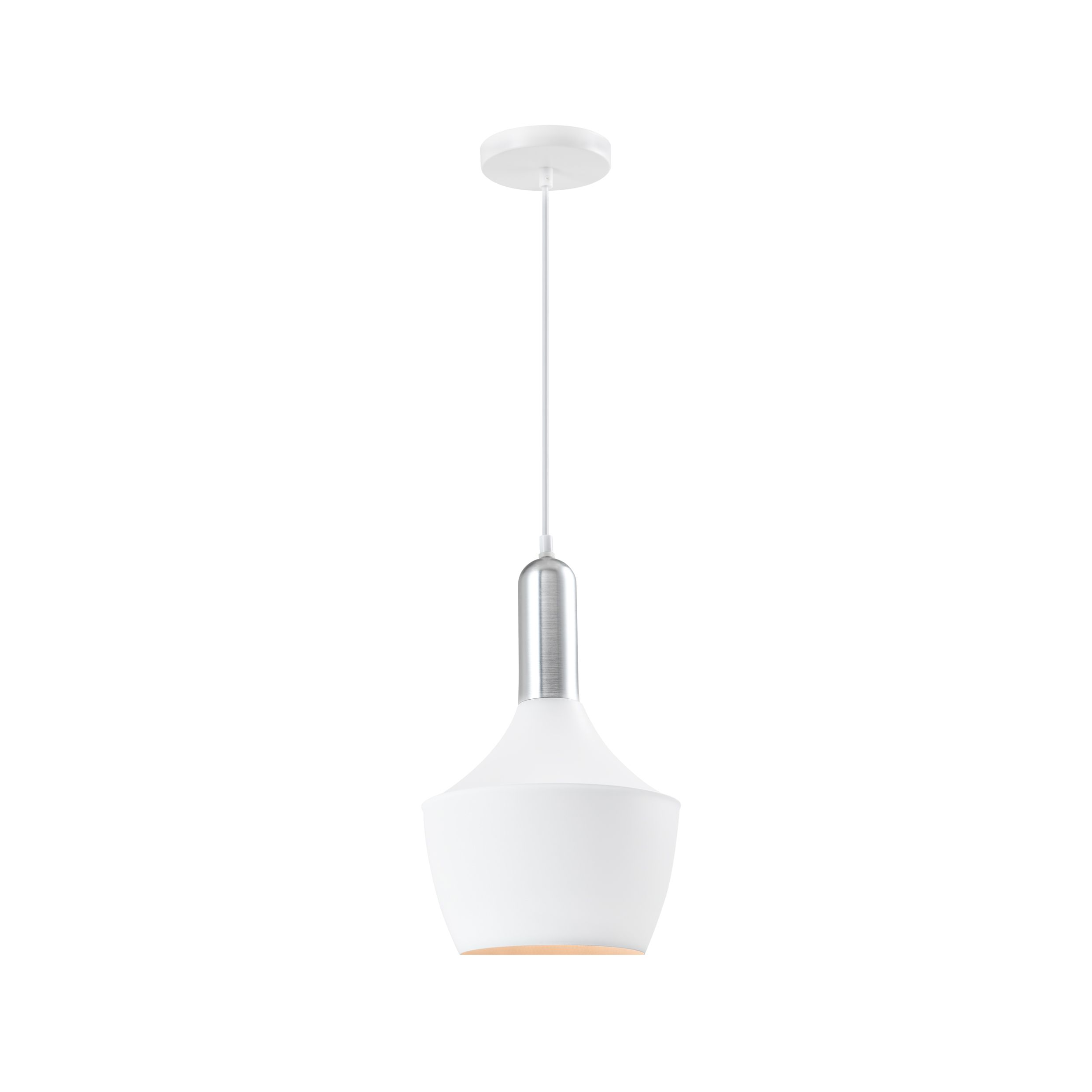 Moderne QUVIO Hanglamp in Wit & Zilver – Strak design, dimbaar, geschikt voor elk plafond
