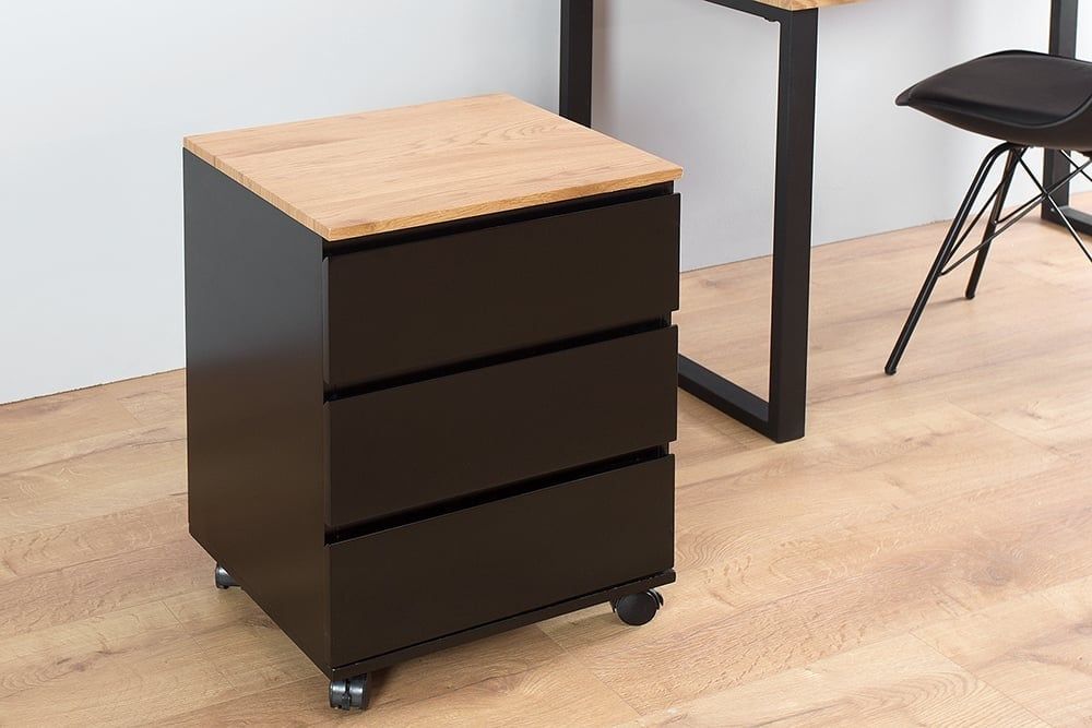 Moderne rolcontainer BIG DEAL 46 cm – Strak matzwart & eiken