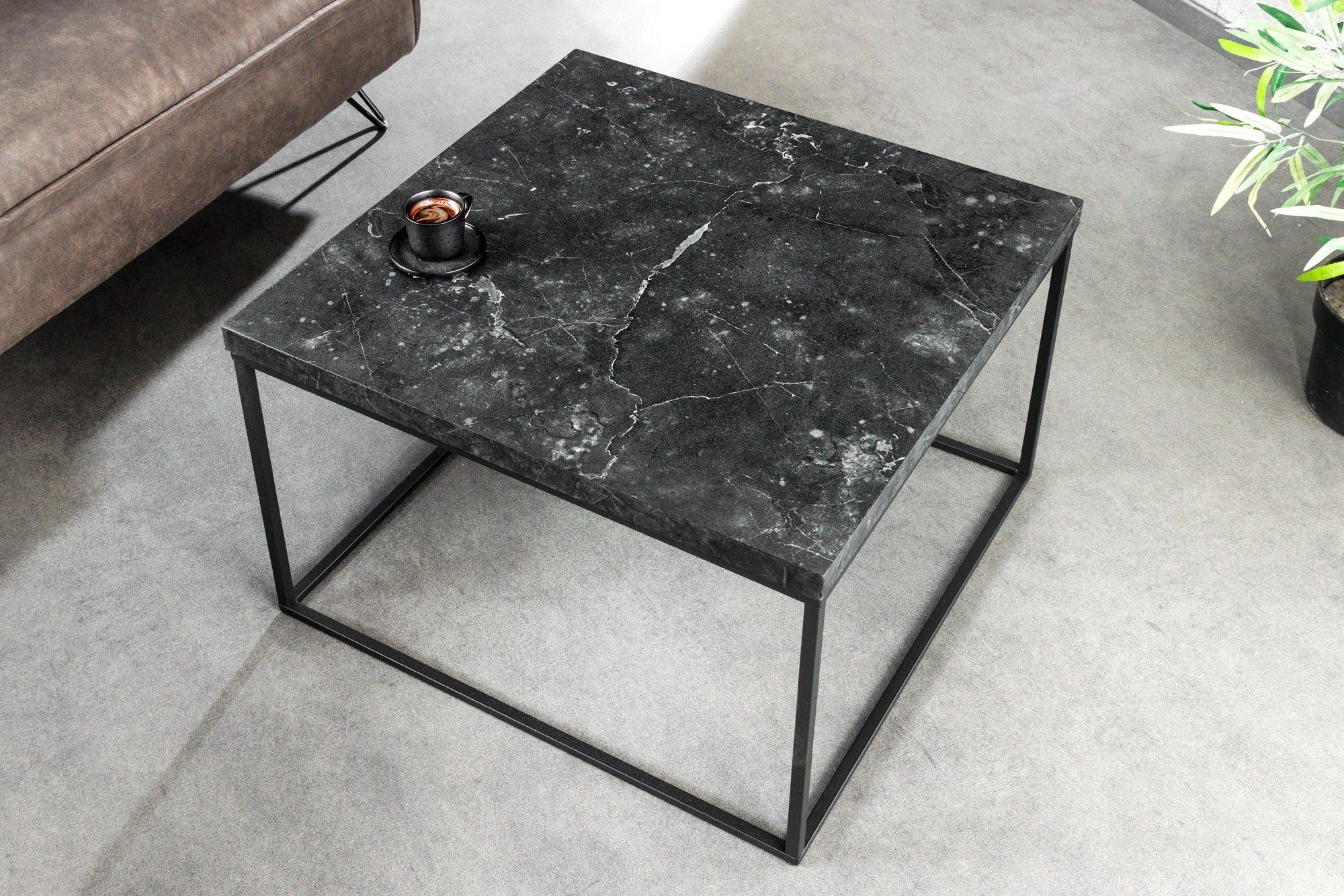 Moderne salontafel ARCHITECTURE – Strakke grafietkleurige metalen frame, 60 cm
